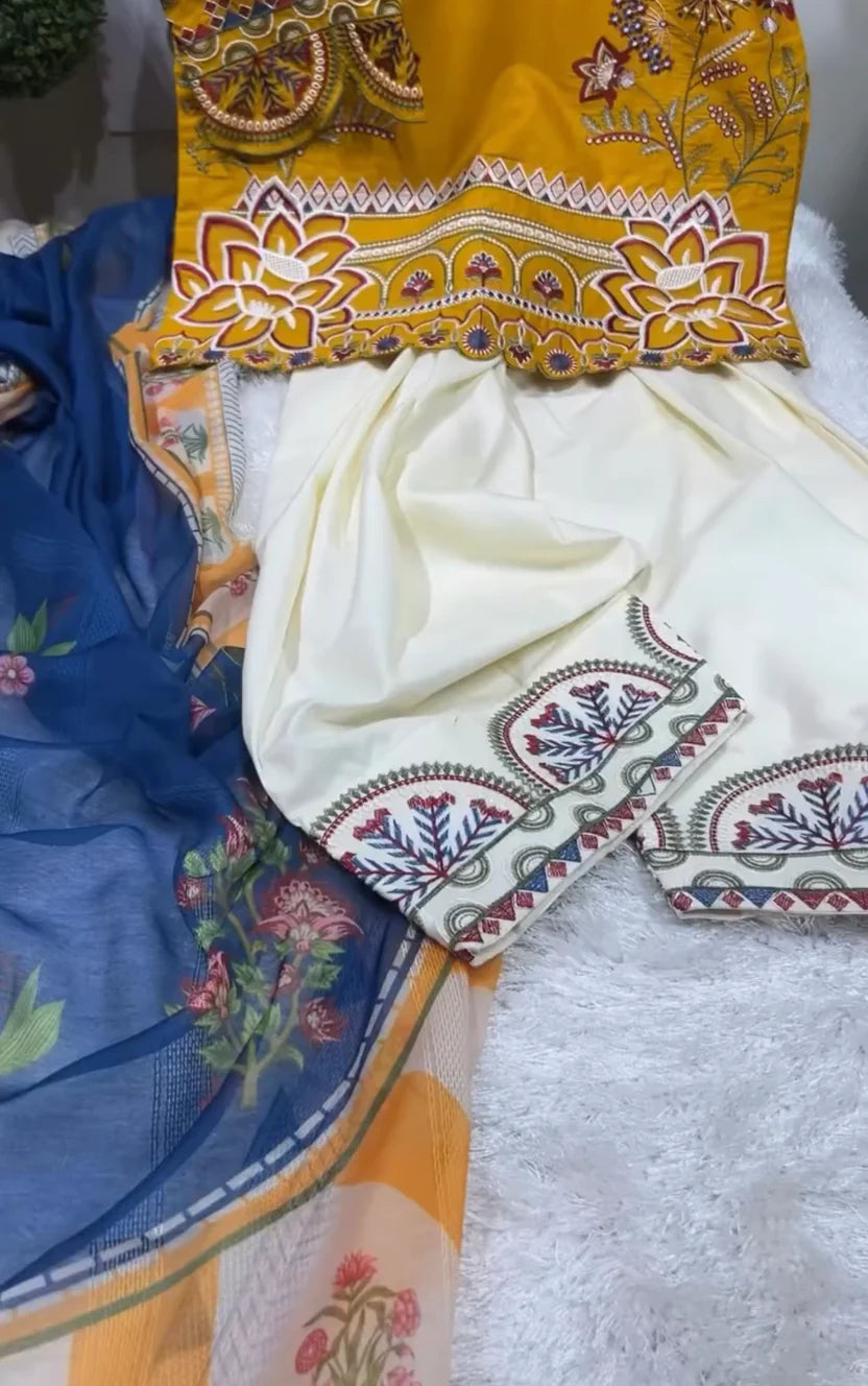 Farshi Shalwar 3 Piece Embroidered Dress