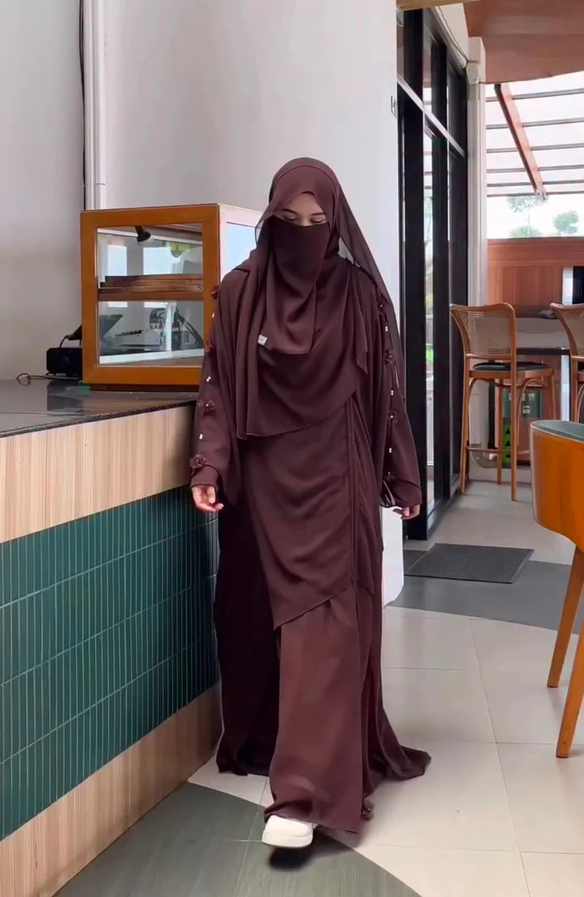 Women Abaya 3 Piece, Scarf, Niqab & Abaya