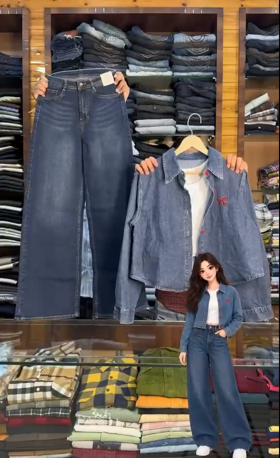 3 Piece Denim Shirt With Inner & Jeans