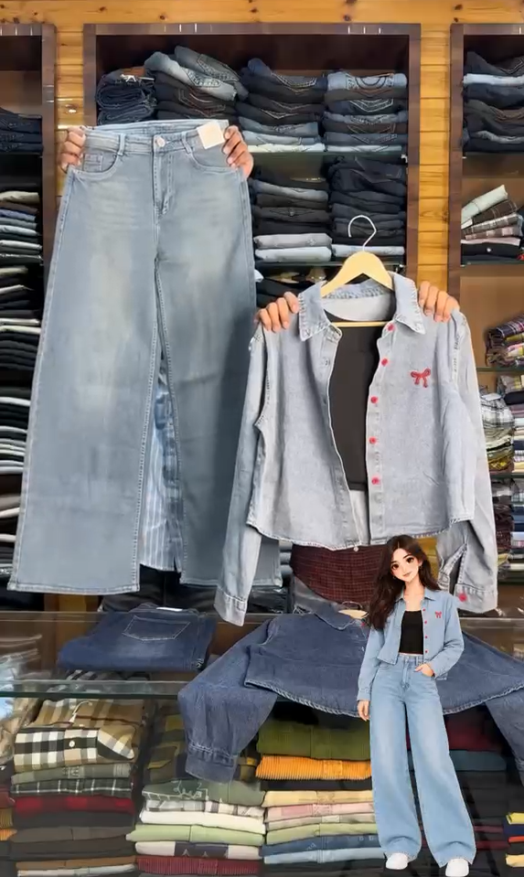 3 Piece Denim Shirt With Inner & Jeans
